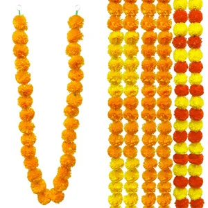 Artificial Handmade Eco-Friendly Marigold Garland & Wreath-Outdoor Festive Decor for Diwali Christmas Holiday Season