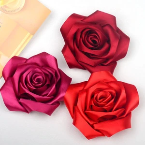 Factory Wholesale Satin Roses Artificial Flowers 11cm DIY Fabric Flowers Decorative Wreath