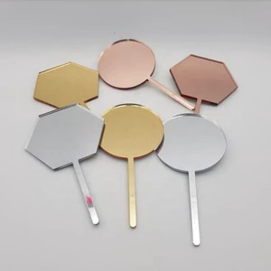 Blank Acrylic Cake Topper- Rose Gold Mirror Gold Mirror Silver Mirror Shape Circle or Hexagon Design for Party Decorations