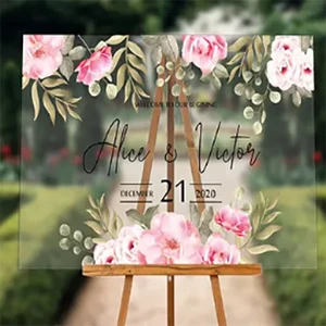 Eco-friendly Acrylic Wedding Invitation Card Welcome Sign Table Sign Display Board