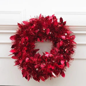 Red Christmas Wreath Handmade Garland Outdoor Front Door Celebration Decoration Holiday Atmosphere