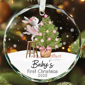Honor Of Crystal 80MM Blank Round Custom Laser Engraving Crystal Glass Christmas Ornaments For Xmas Tree Decor
