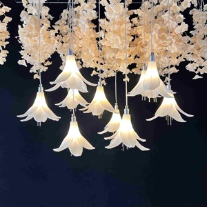 Wedding Outside Decoration Bar Hanging Pendant Light Flower Design Ceiling Calla Lily Chandelier