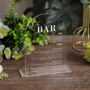 Transparent Blank Rectangle Acrylic High Quality Fire Polished 3D Laser Engraved Wedding Table Sign Silkscreen Printing Board