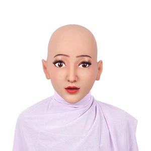 Lifelike Female Facemask Silicone Head Mask for Drag Queen Head Cover Halloween Party Crossdress Mark