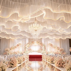 DIY Friendly New Wedding Arch Ceiling Curtain with LED Lights, Carton Packed Hanging Decor for Hall