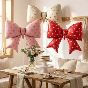 New Design Large Multi Color Polka Dot Heart Matte Bow Balloons for Baby Shower Birthday Party Decoration Balloons