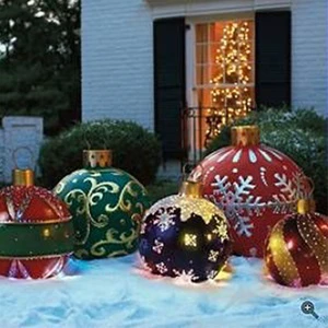 Large Christmas Yard Balls Fiberglass Hanging Hotel Lobby Ceiling Decoration Colourful Christmas Balls with Lights