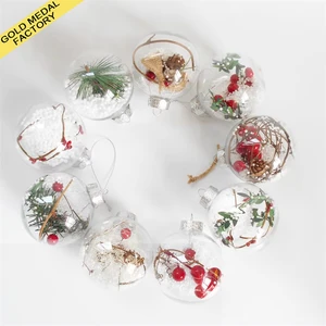 Christmas Balls Ornaments Xmas Tree Ball Stuffed Artificial Snow Red Berry Plastic Eco-friendly 8cm Hanging Baubles Decor