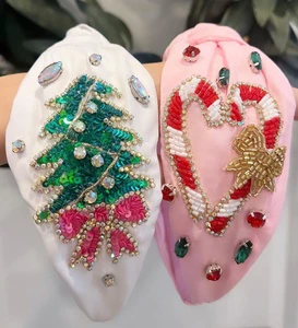 Premium Designs Special Festive Christmas Headband for Women and Girls Tree & Heart Padded Rhinestone Holiday Hairbands Gifts