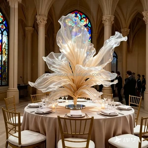 SMS High Quality Wedding Centerpieces Giant Gradient Color Flowers Silk Organza Art Installation Flower For Banquet Table Decor