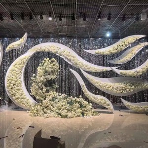 Luxury Support Custom Wedding Decoration Stage Setting Event Iron Background Decoration Ceiling Acrylic Arch Flowers