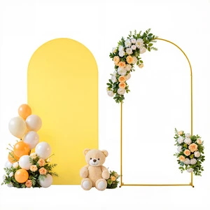 Metal Wedding Arch with Cover 6.6ft Arch Backdrop Stand with Covers for Birthday Party Ceremony Decoration