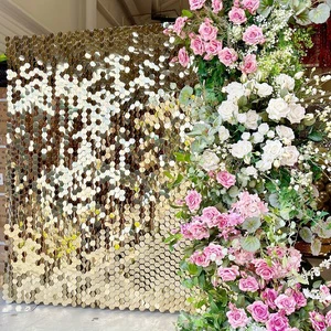 Hot Sale Party Sequin Backdrop Glitter Hexagon 3d Shiny Shimmer Wall Sequin Panel for Wedding Birthday Party Decoration