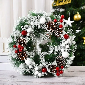 Handmade Fireproof Eco-friendly Plastic Artificial Flower Garland Greenery Christmas Wreath Indoor Use Modern Style Wall Hanging