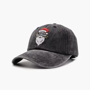 Custom Color Vintage Christmas Baseball Cap Embroidered Santa Hat Adjustable Washed Funny 100% Cotton Canvas Men Women