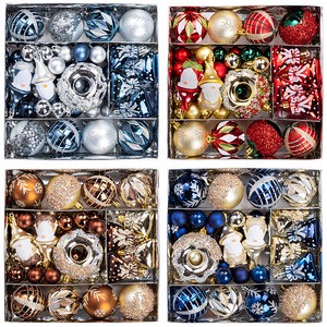 High Quality 6CM 61PCS Electroplated Special-Shaped Christmas Plastic Ball Sets Pendant Xmas Tree Hanging Decorations