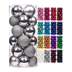 Popular Custom Multicolor Plastic Shatterproof Ornaments 24pcs Christmas Bauble Balls Set for Home Hanging Decoration