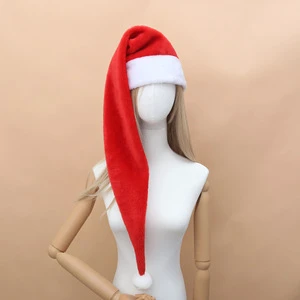 FF4932 Christmas Party Favor Velvet Xmas Santa Claus Hats Plush New Year Festive Holiday Extra Long Christmas Hats
