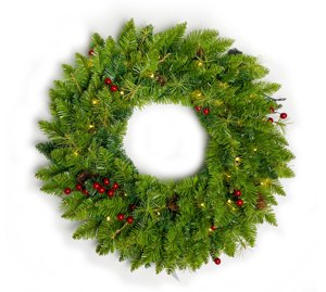 2026 Wholesale Christmas Wreaths Decoration with Pine Needle and LED Indoor Wreaths Fire-Resistant