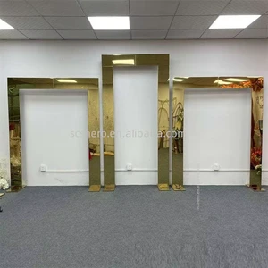 Metal Square Wedding Arch Background Decoration with Balloon and Mirror Frame for Ceremony and Shower