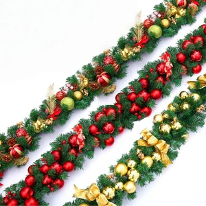 Popular Christmas Decoration: 2.7-meter Densely Entwined Vine Ring Preserved Flower Wreath for Supermarket Scene Decoration