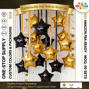 Wholesale Black & Gold Star Foil Balloons Set Custom Color 18