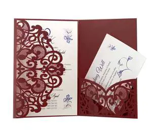 Custom Logo Printed Luxury Hollow Out Window Envelope Laser Cut Paper Invitation Card Packaging for Wedding Invitationspe