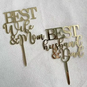 Best Wife and Mom Cake Topper Best Husband Dad Happy Birthday Decorations for Mother's Day Father's Day-New Arrival