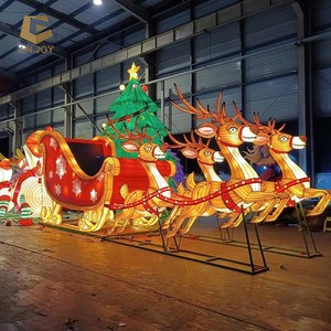 JN-RT-12 Christmas Led Sculpture Lights Outdoor Lantern Christmas Deer Sleigh Decoration
