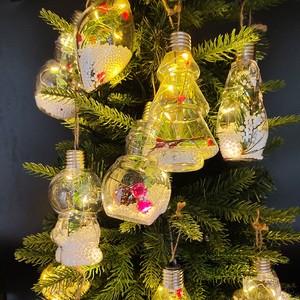 Handmade Christmas Ball Led Lights Glittering Transparent Fillable Hanging Waterproof PET Bulb Ornaments Outdoor