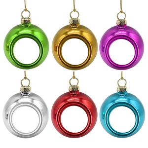 Best Selling Qualisub 80mm Plastic Multi-color Sublimation Christmas Tree Hanging Balls Ornaments