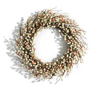 Gold Holly Berries Christmas Wreaths Hand Made Foam Fruit Crafts Rattan Vine Style Ring Garlands Decorative Artificial Berry