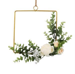 Premium Metal Wreath Ring - Christmas Decor With Artificial Flowers & Ornamento