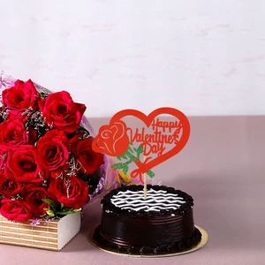 Valentine's Day Happy Cake Top Love Rose Cake Decoration Proposal Wedding Engagement Cake Decoration