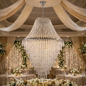Sliver Crystal Chandeliers Ceiling Luxury Wedding Chandelier Centerpiece Pendant Light for Event Large Hotel Chandelier