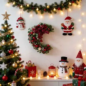 New Handmade Christmas Wreaths Bell Bow Wreaths Door Hangings Wall Decorations Scene Decorations Holiday Decoration Wreaths