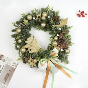 Natural Twig Base Christmas Wreath with Winter Foliage, White Berries and Pinecones for Rustic Holiday Decoration