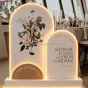 LEDA Custom LED Arched Acrylic Wedding Welcome Sign, Personalized Names & Date Neon Light up Sign, Modern Wedding Entrance Decor
