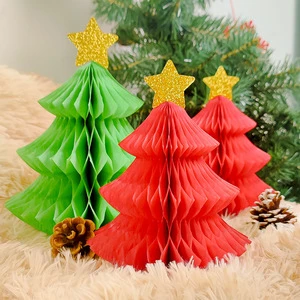 3Pcs China Christmas Honeycomb Balls Garland Set Xmas Party Decor Supplies Christmas Tree Paper Honeycomb Hanging Ornaments