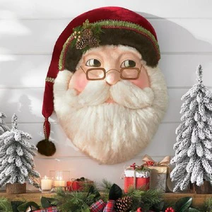 2022 Christmas Wall Decoration Ornaments Wreath Closet Stove Huge Wooden Santa Pendant Christmas Wreath