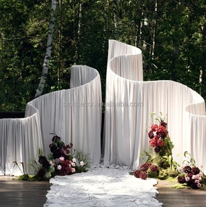 SMS Outdoor White Metal Wave Frame Adjustable Wedding Background Frame Drapery Wall Metal Fabric Backdrop Arch for Wedding