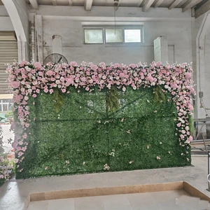 Floral Motif Lights Wedding Decor with Faux Grass Backdrop Large Scale Events for Weddings and Farms