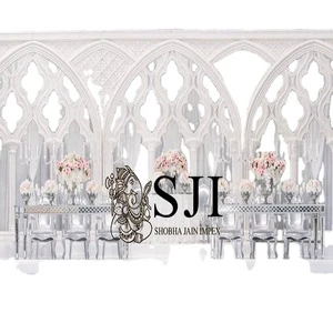 Western Theme Modern Simple fiber Wedding Stage Top Class Western Marriage Stage Set Modern Wedding Back-Frame Stage Setup Best