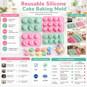 Customized Logo Reusable Silicone Cake Baking Mold OEM ODM Non Stick Heat Resistant Kitchen Bakeware Wholesale