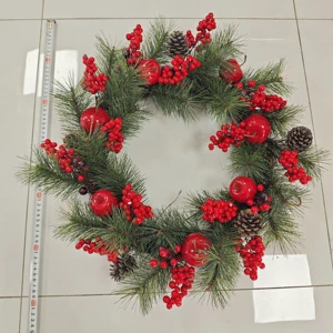 Christmas Day Wreath Decoration with Plastic Flowers for Festive Home Decor