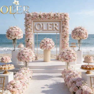 Customized Wedding Autumn Floral Artificial Flower Runner Burnt Orange Fall Arch Arrangement Wedding Flower Arch for Party