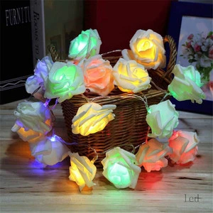 Indoor Wedding Decoration Artificial Home Warm White Rose Light Decoration 1M Pink Rose Flower LED String Light