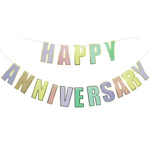Happy Anniversary Banner Paper Wedding Party Garlands