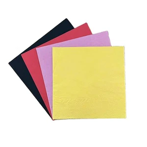 Disposable Beverage Wedding Dinner Printed Decoupage Paper Color Napkins Red Pink Brown Paper Napkins Solid Color Paper Napkins